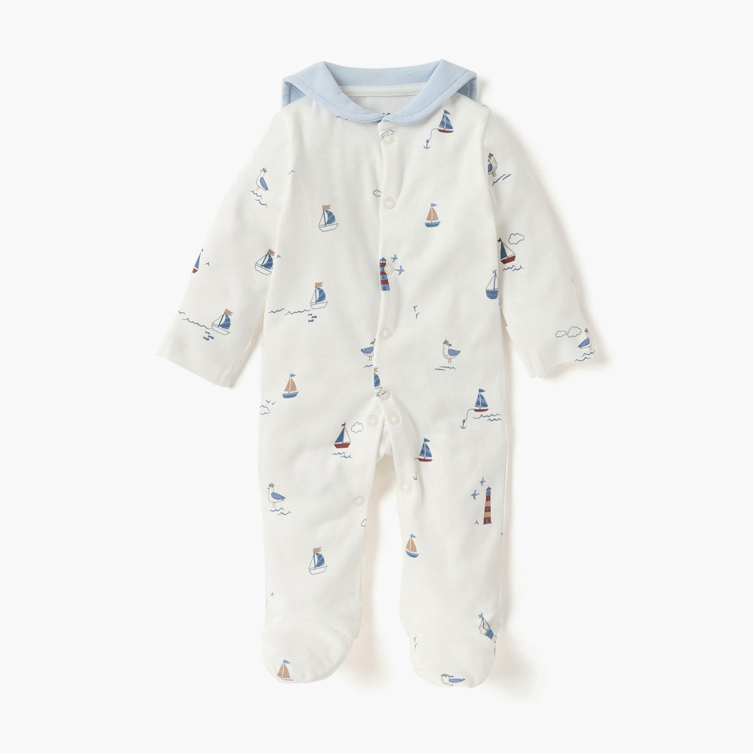 Juniors Nautica Print Closed Feet Sleepsuit with Button Closure - Multicolour / 9-12 mths