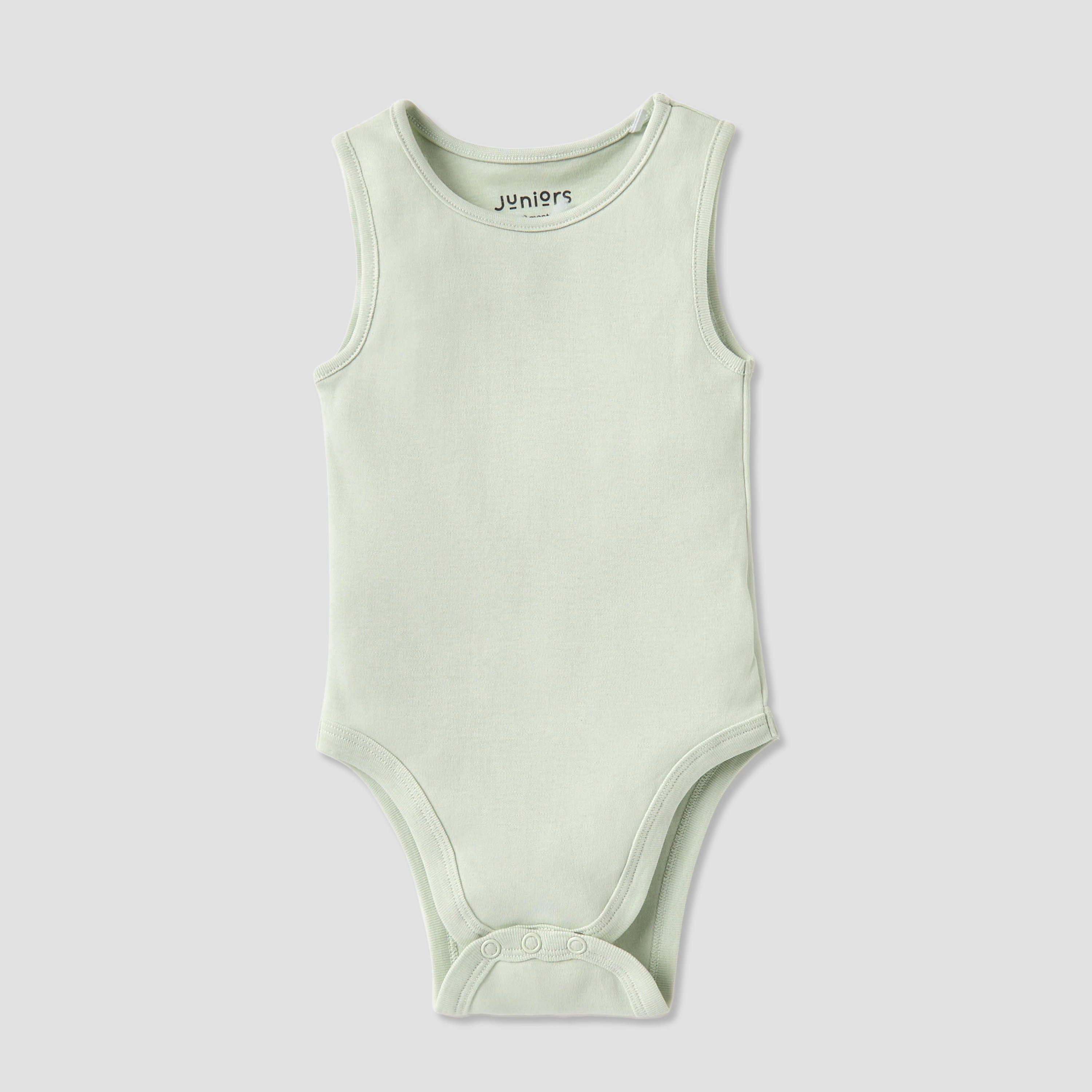 Juniors Solid Sleeveless Bodysuit with Snap Button Closure