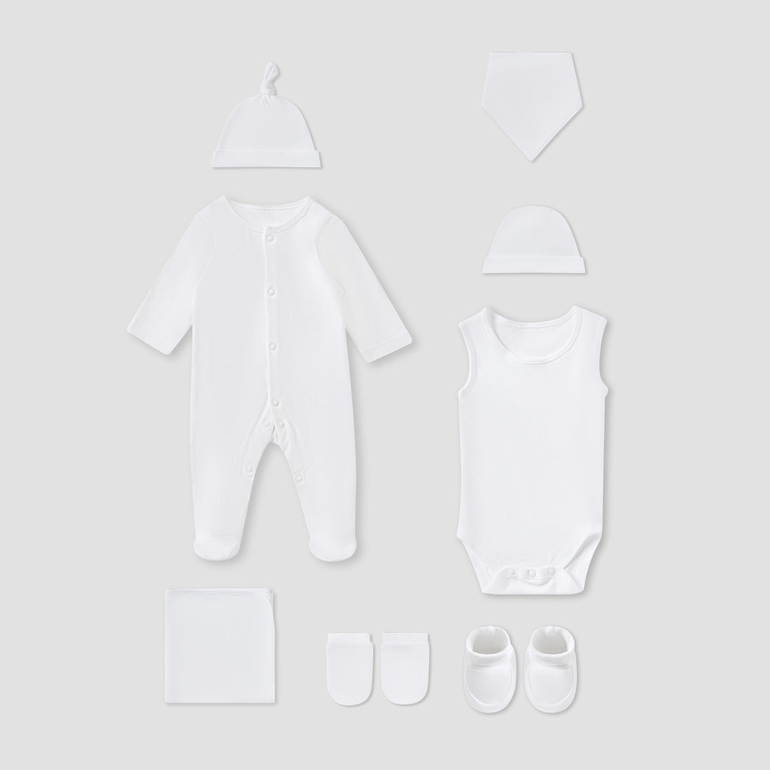 Juniors Solid 8-Piece Clothing Gift Set - White / 0-3 mths