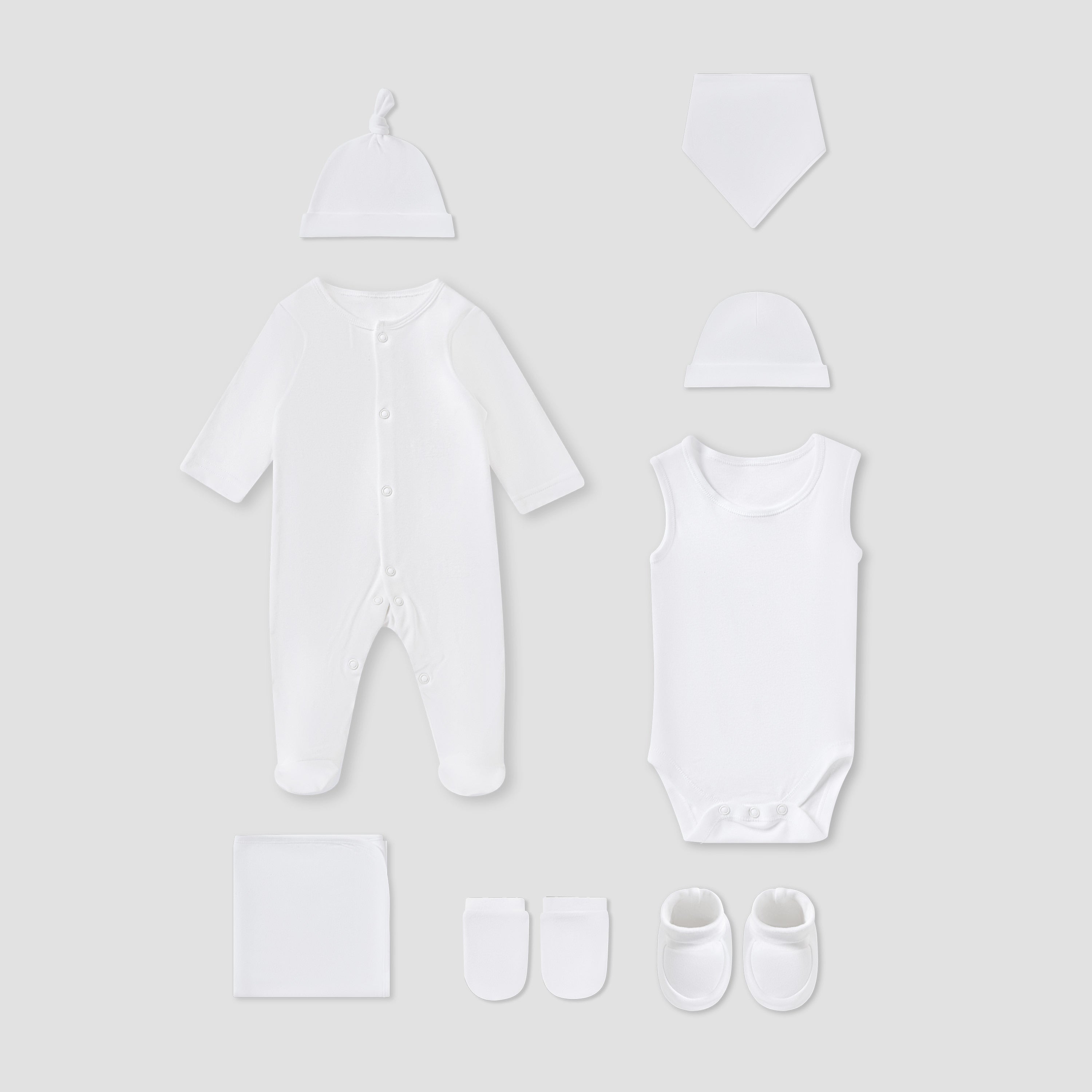 Juniors Solid 8-Piece Clothing Gift Set - White / 0-3 mths