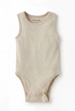 Juniors Textured Sleeveless Bodysuit with Snap Button Closure