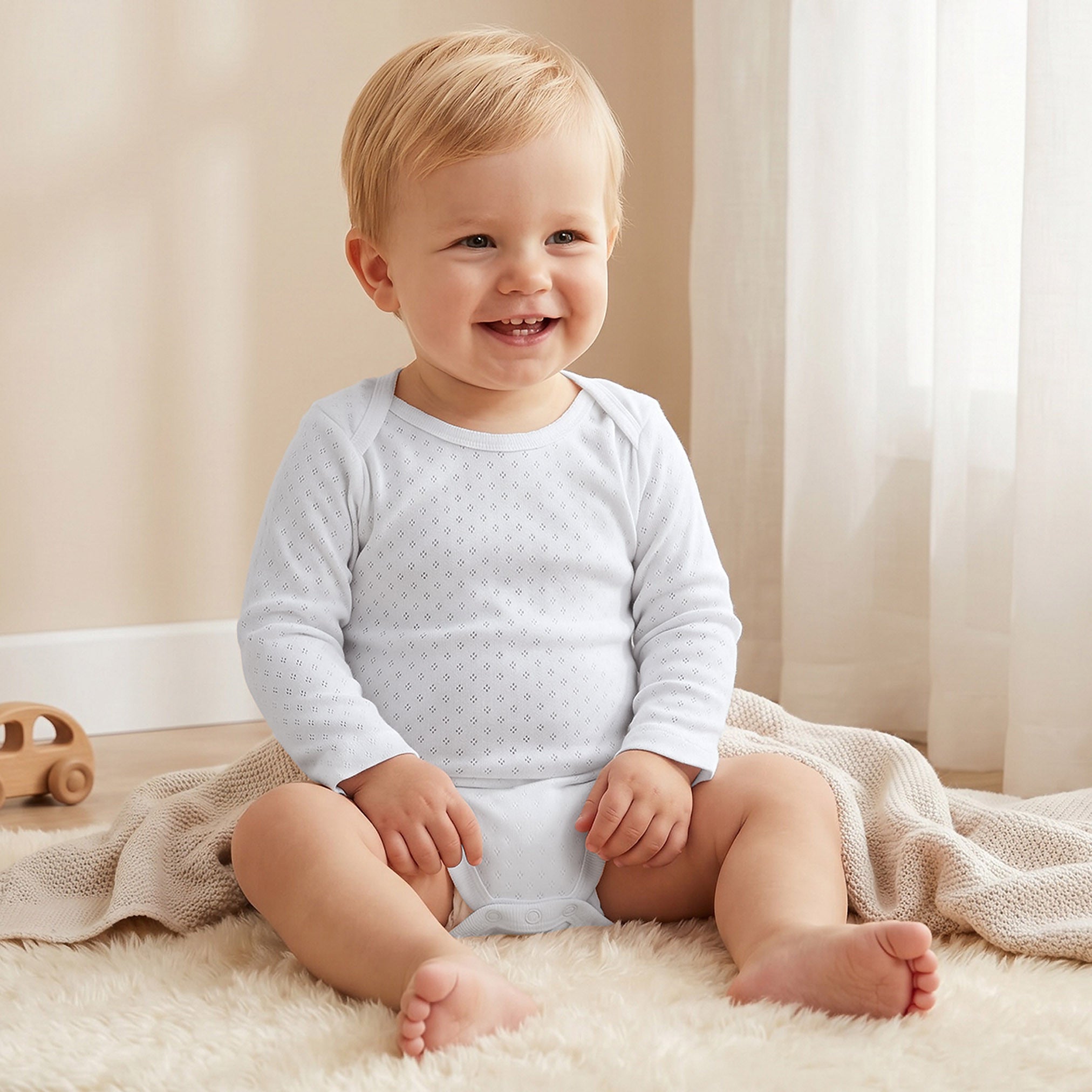 Juniors Textured Bodysuit with Long Sleeves - Set of 3