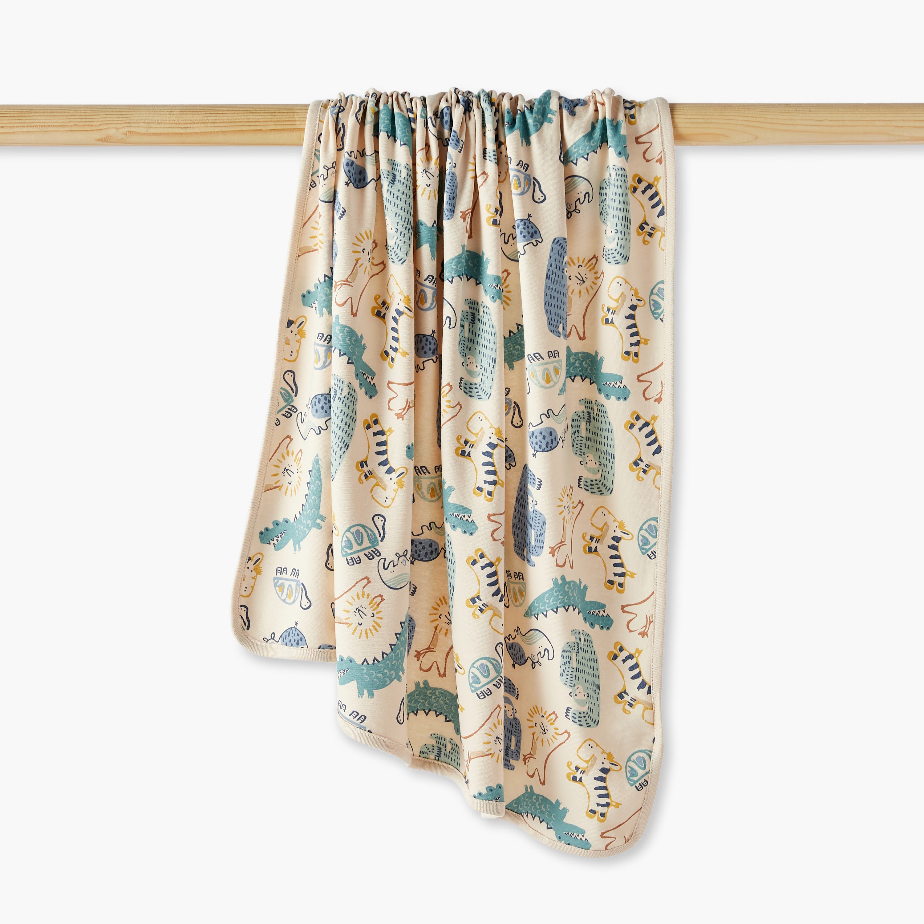 Juniors All-Over Dinosaur Print Receiving Blanket - 70x70 cm - Cream / 0-6 mths