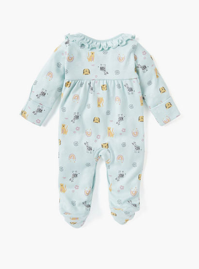 Juniors Printed Sleepsuit with Long Sleeves and Zip Closure-baby-girls-clothing-nightwear-sleepsuits-image-2