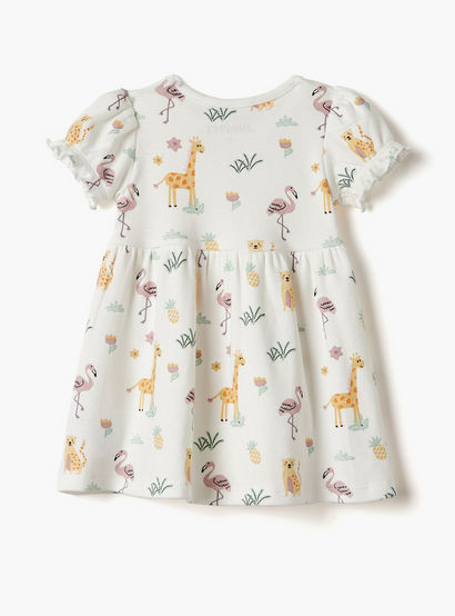 Juniors Printed A-Line Dress with Short Sleeves-baby-girls-clothing-dressesandjumpsuits-image-2