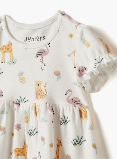 Juniors Printed A-Line Dress with Short Sleeves-baby-girls-clothing-dressesandjumpsuits-image-3