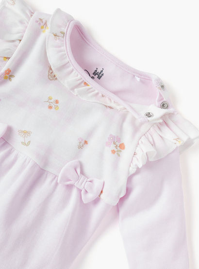 Disney Bow Applique Sleepsuit with Ruffle Detail and Long Sleeves-baby-girls-clothing-nightwear-sleepsuits-image-3