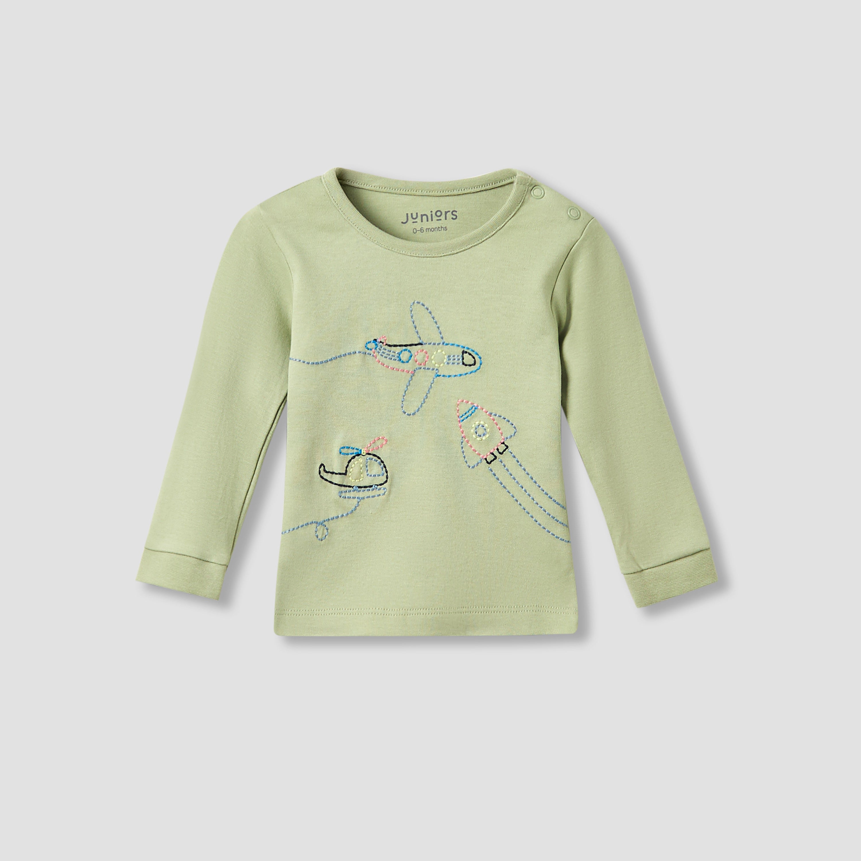 Juniors Pyjama Set with Embroidery - Cotton - Long Sleeves - Round Neck