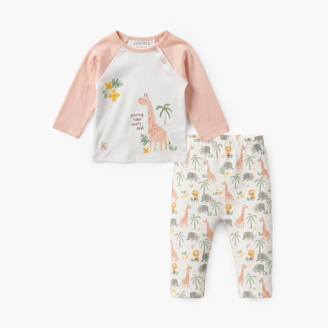 Juniors Cotton Crew Neck Long Sleeves Pyjama Set with Safari Print - Multicolour / 12-18 mths