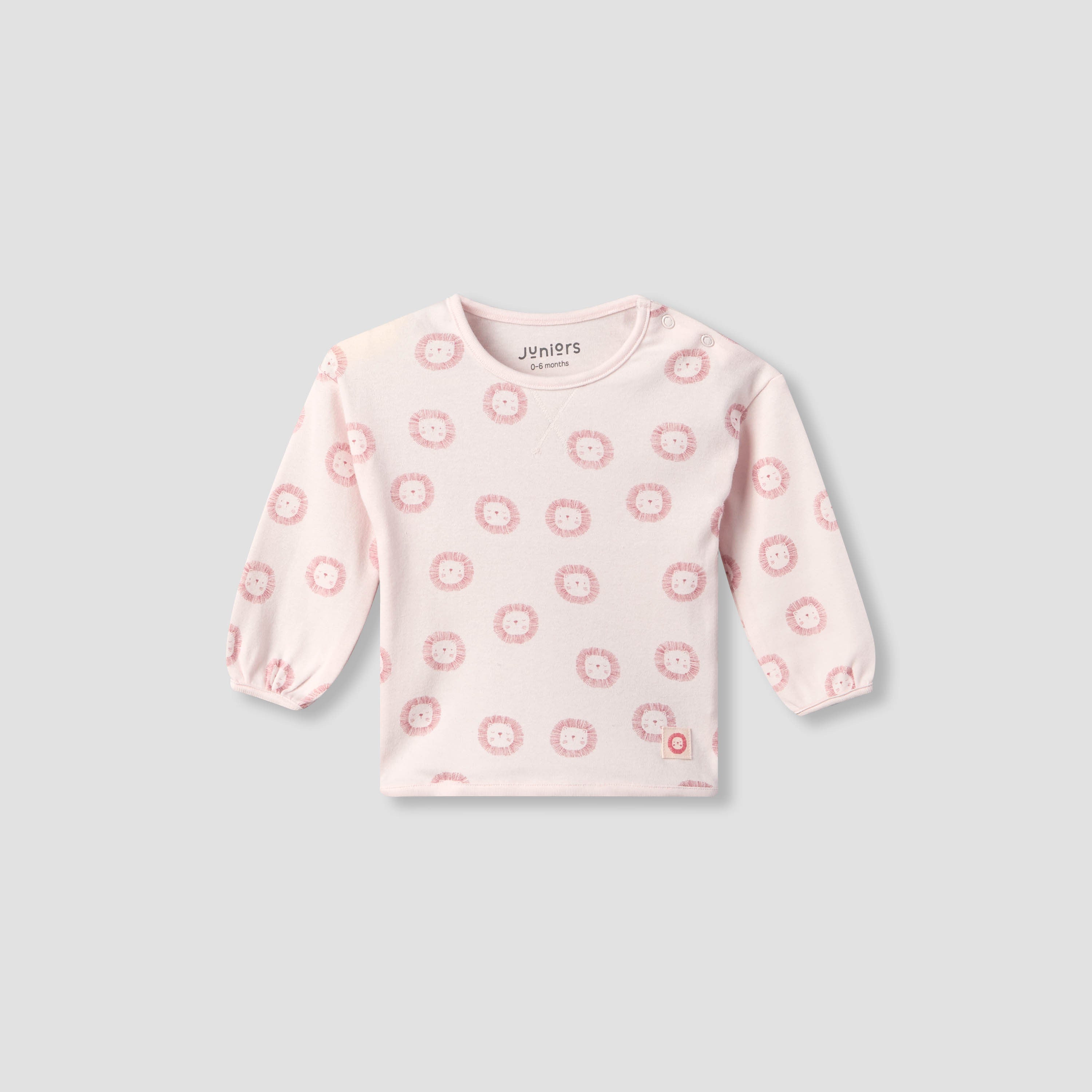 Juniors Cotton Crew Neck Long Sleeves Pyjama Set with Lion Print