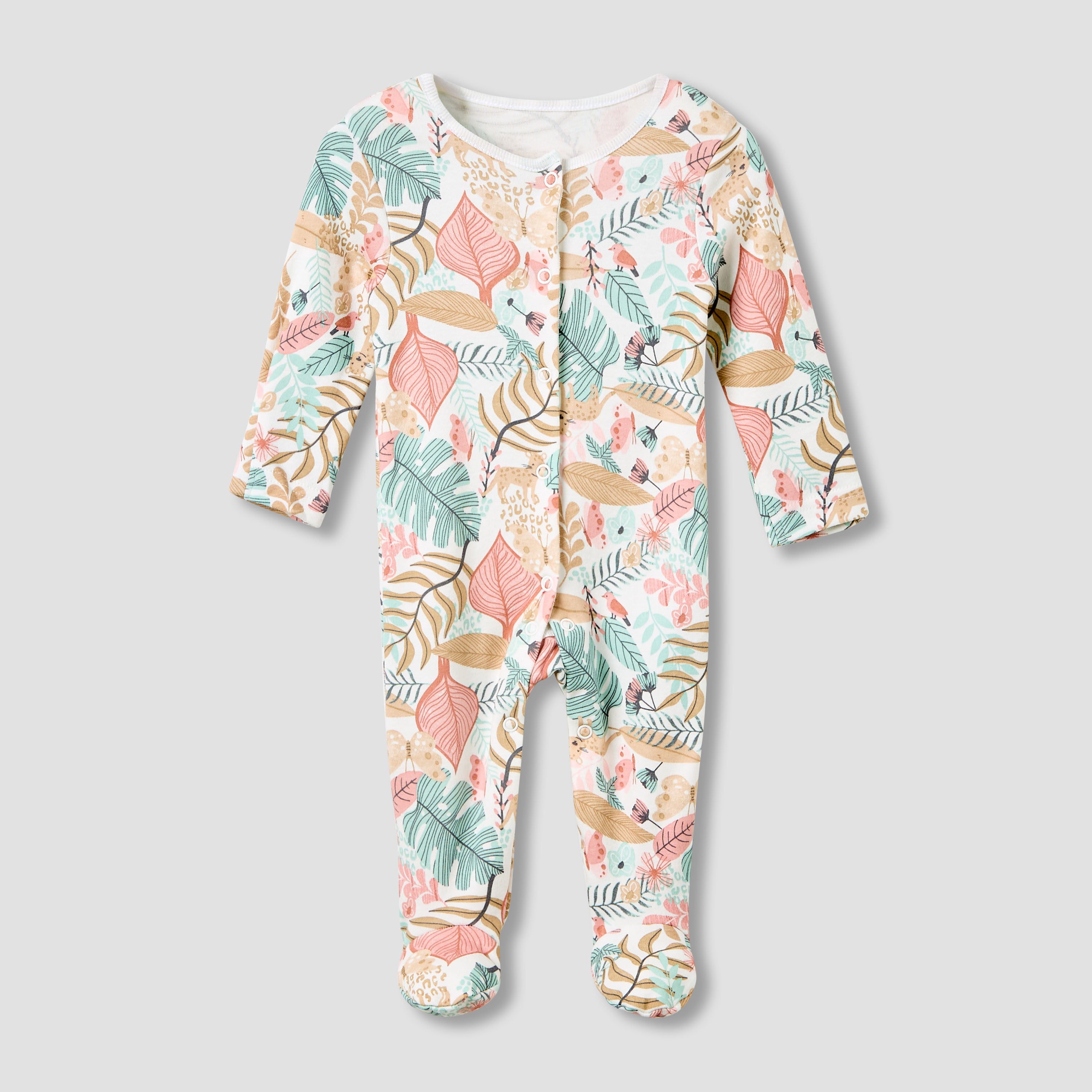 Juniors Crew Neck Sleepsuit with Print - Cotton - Long Sleeves - Set of 3