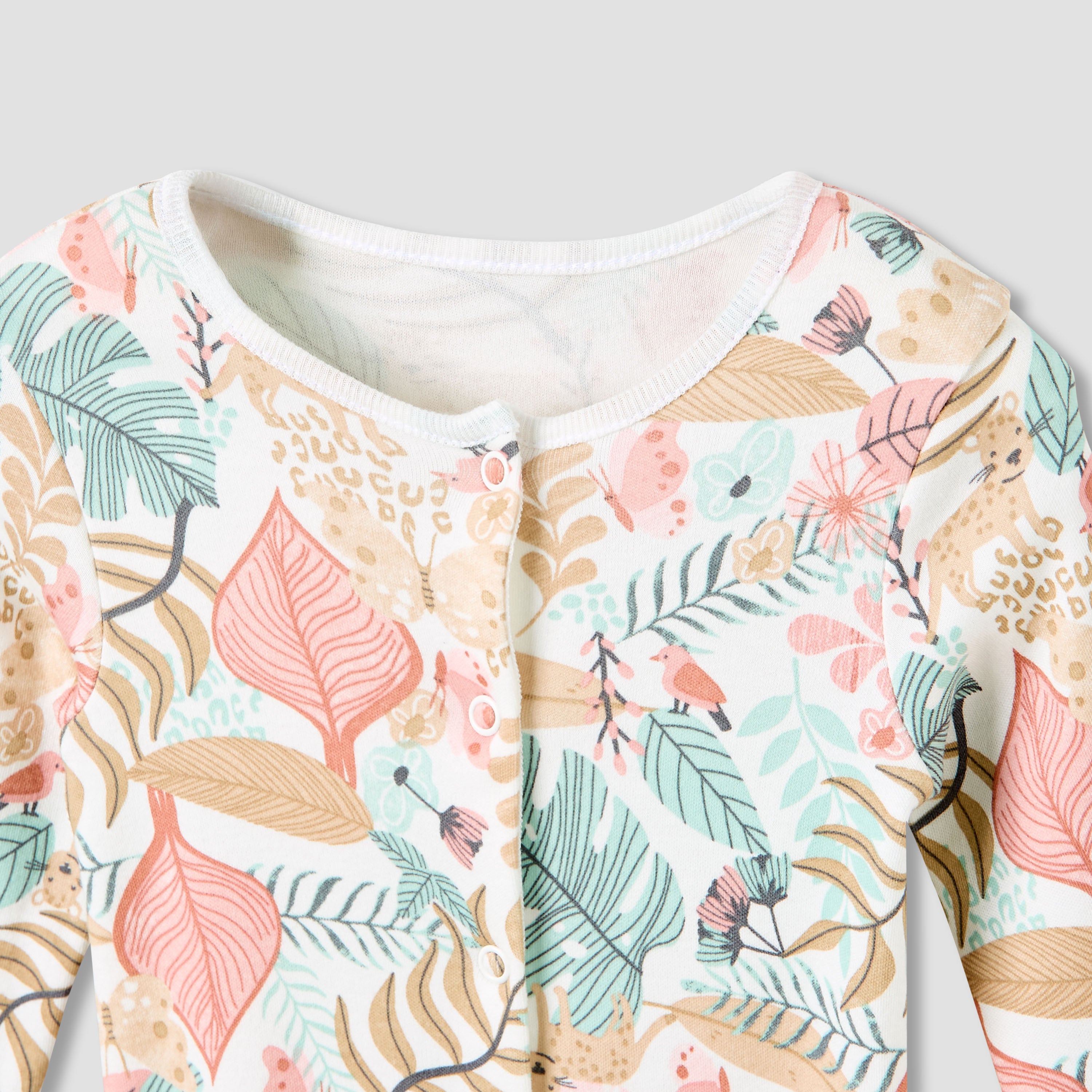 Juniors Crew Neck Sleepsuit with Print - Cotton - Long Sleeves - Set of 3