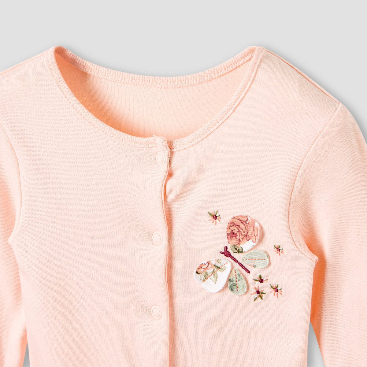 Juniors Crew Neck Sleepsuit with Floral Print - Cotton - Long Sleeves - Set of 3