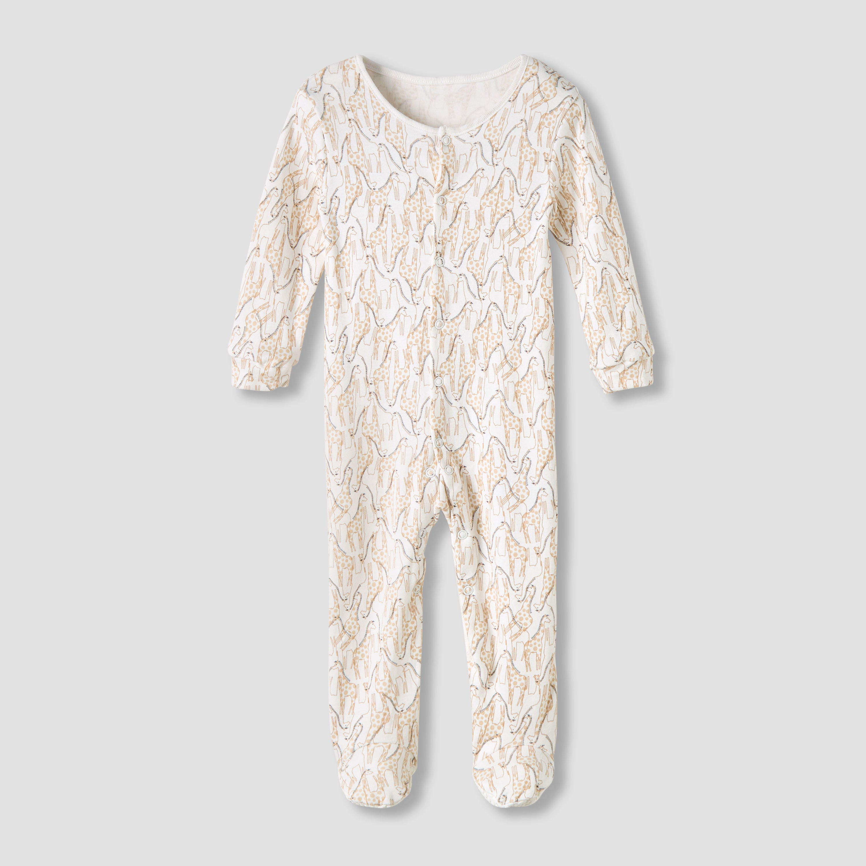 Juniors Round Neck Sleepsuit with Snap Button Closure - Cotton - Long Sleeves - Set of 3