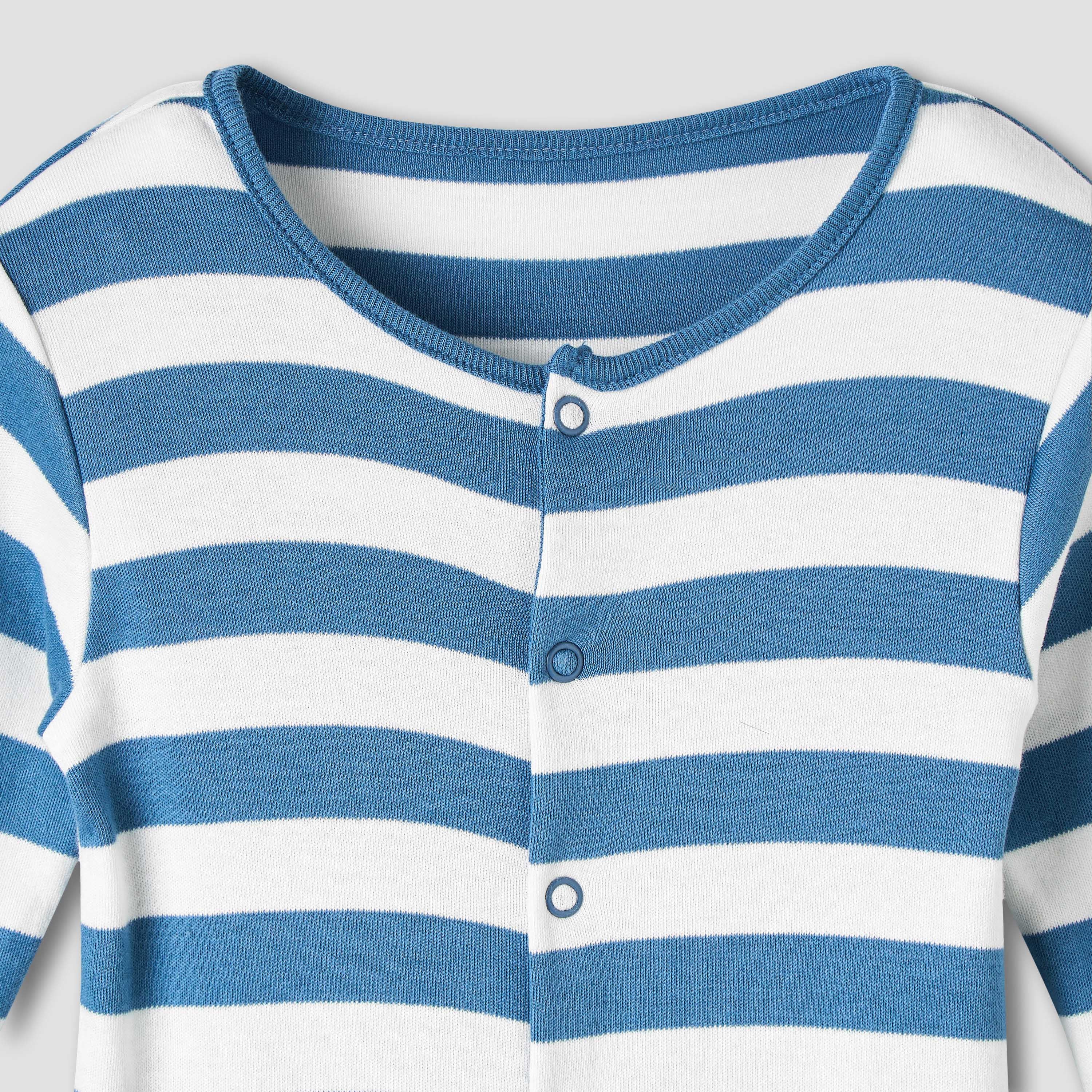Juniors Round Neck Sleepsuit with Snap Button Closure - Cotton - Long Sleeves