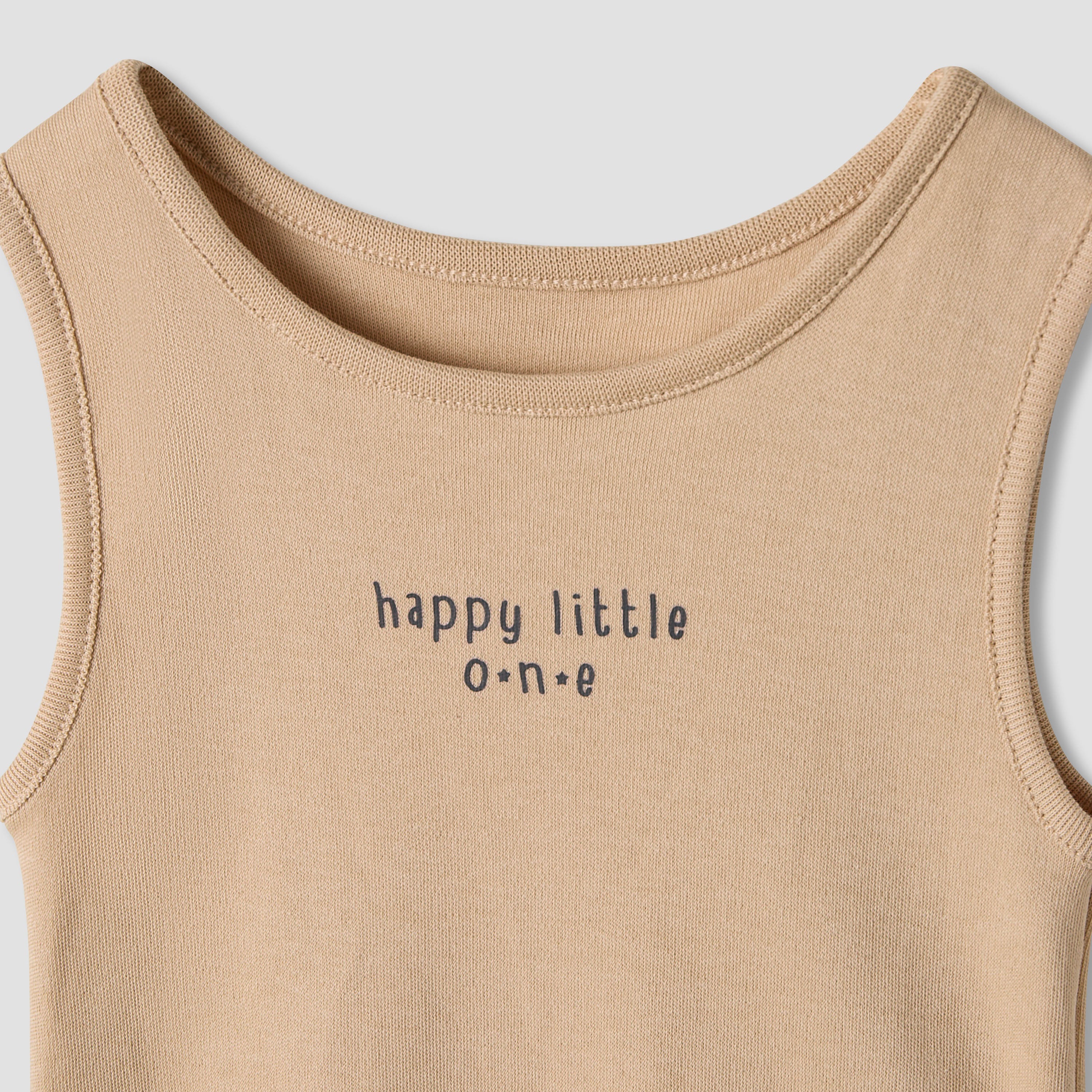 Juniors Round Neck Bodysuit with Snap Button Closure - Cotton - Sleeveless - Set of 7