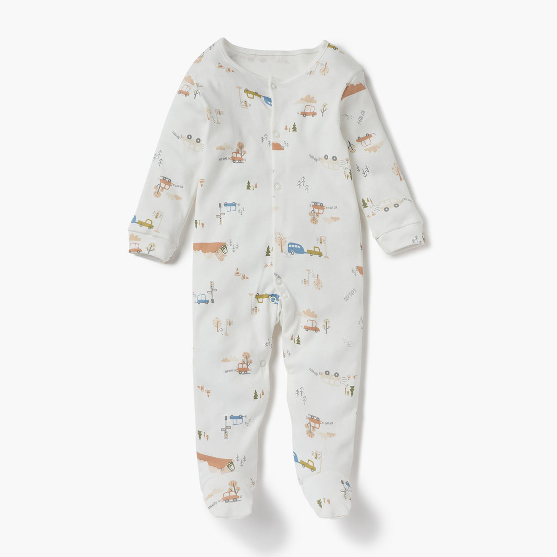 Juniors Printed Sleepsuit with Long Sleeves and Button Closure - Set of 3