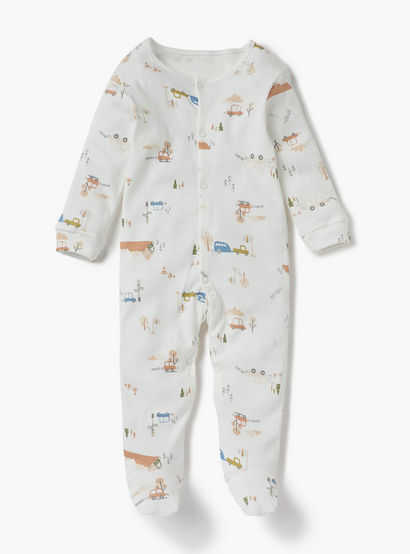 Juniors Printed Sleepsuit with Long Sleeves and Button Closure - Set of 3-promo_babyshop_Buy2for115_UAE130126-image-2