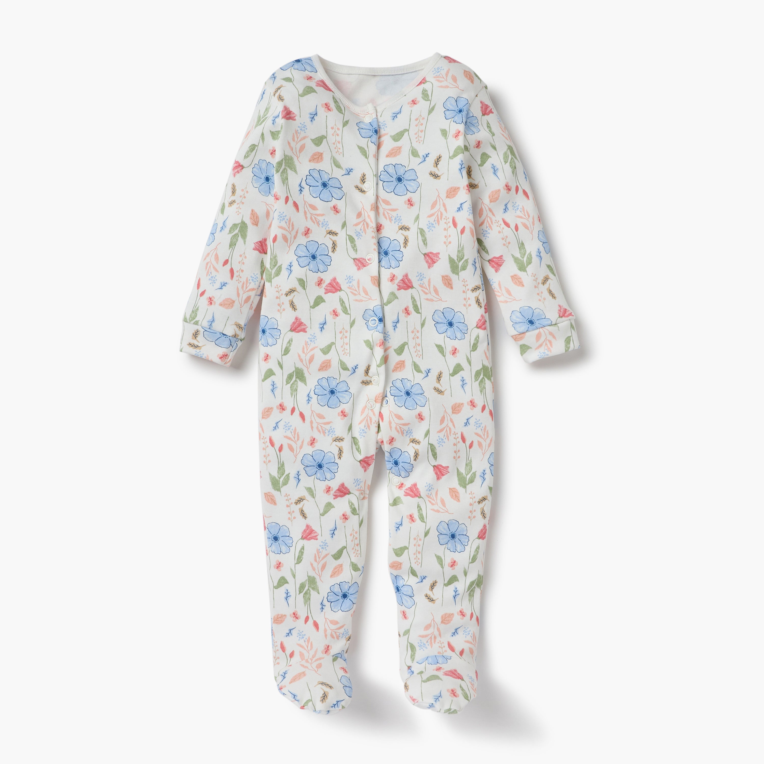 Juniors Printed Sleepsuit with Long Sleeves and Button Closure - Set of 3