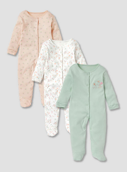 Juniors Assorted Closed Feet Sleepsuit - Set of 3-baby-girls-clothing-nightwear-sleepsuits-image-1