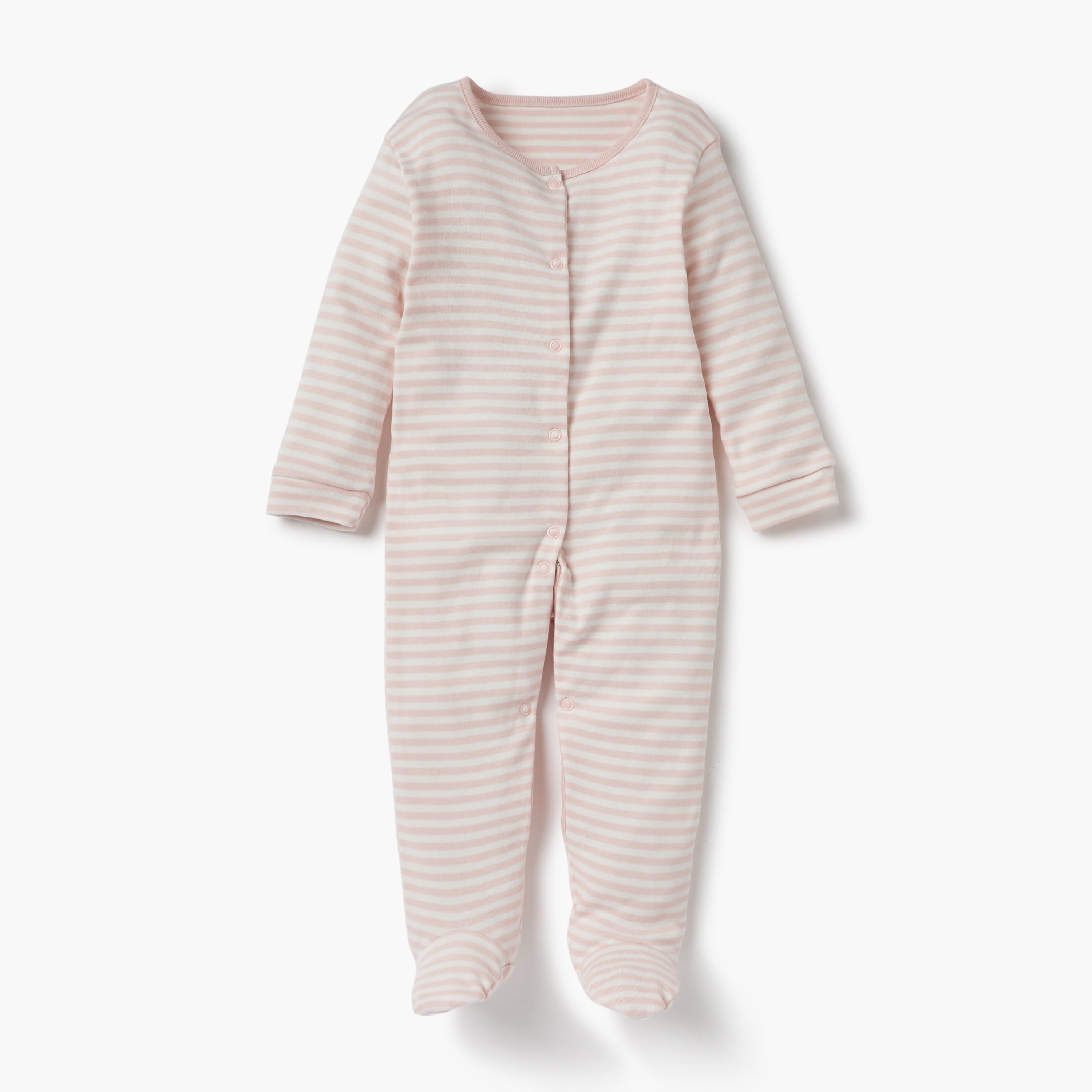 Juniors Printed Sleepsuit with Long Sleeves and Button Closure - Set of 3