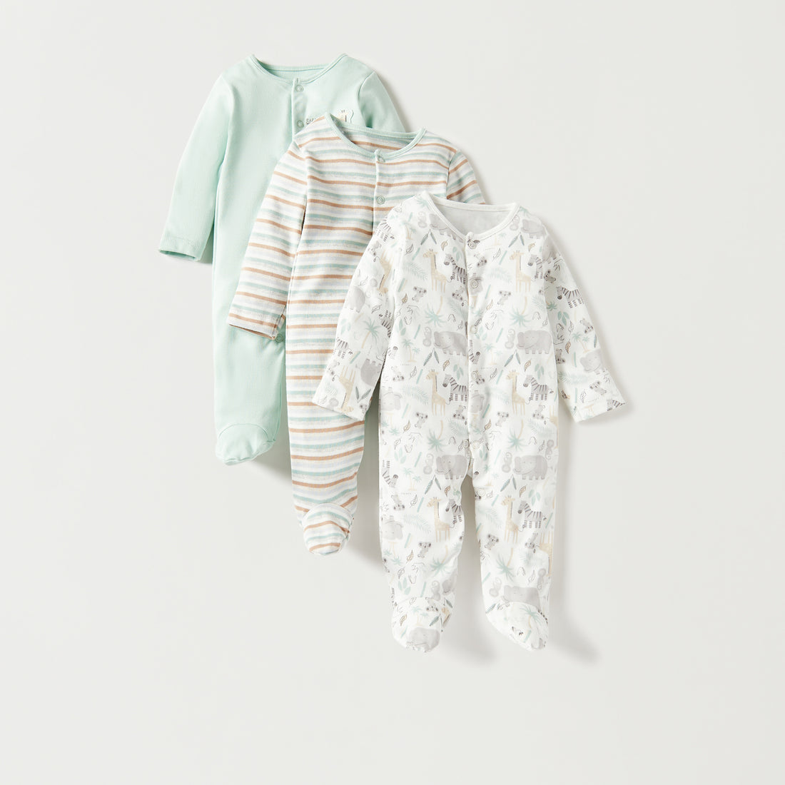 Juniors All-Over Print Sleepsuit - Set of 3 - Multicolour / 12-18 mths