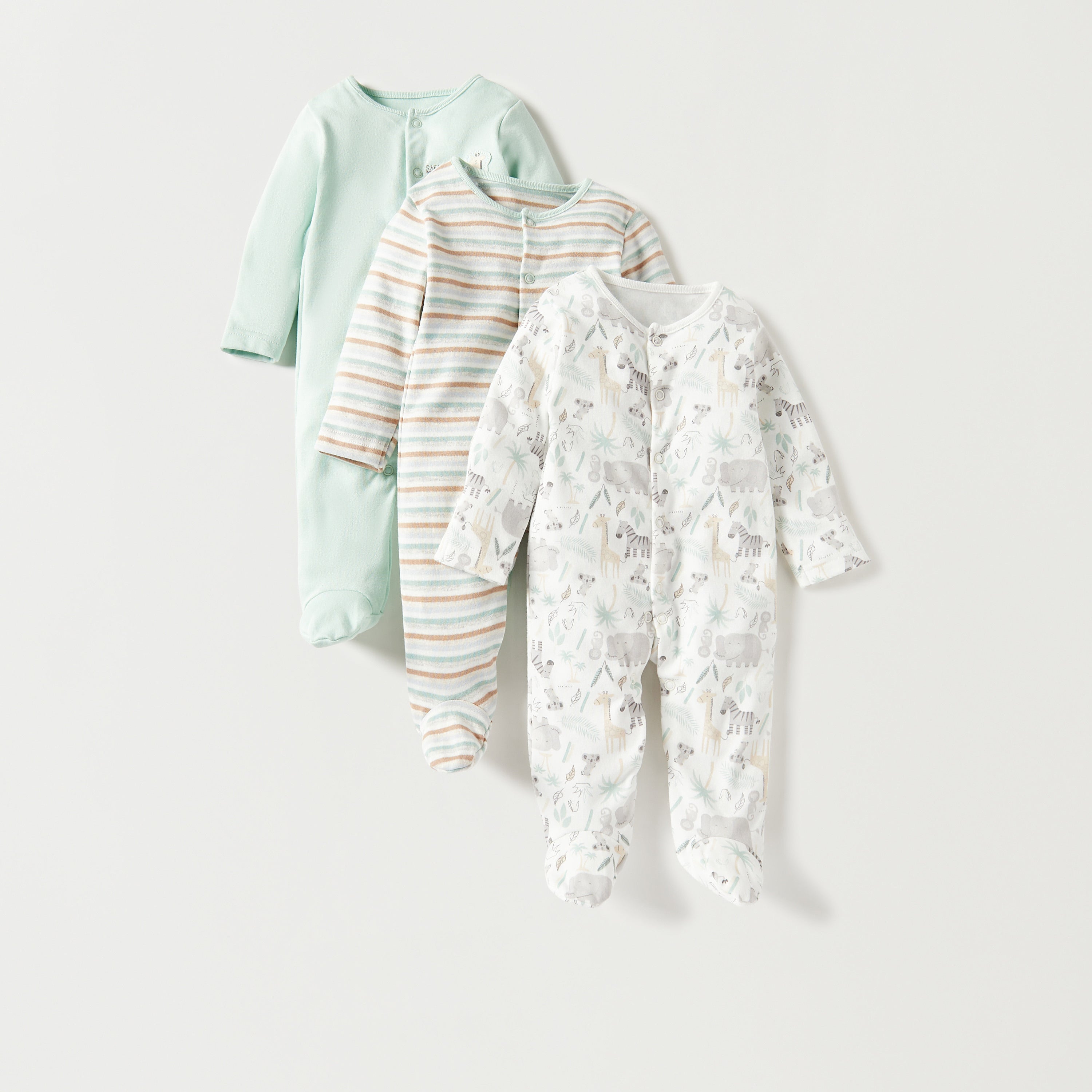 Juniors All-Over Print Sleepsuit - Set of 3 - Multicolour / 12-18 mths