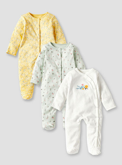 Juniors Printed Sleepsuit - Set of 3-baby-girls-clothing-nightwear-sleepsuits-image-1