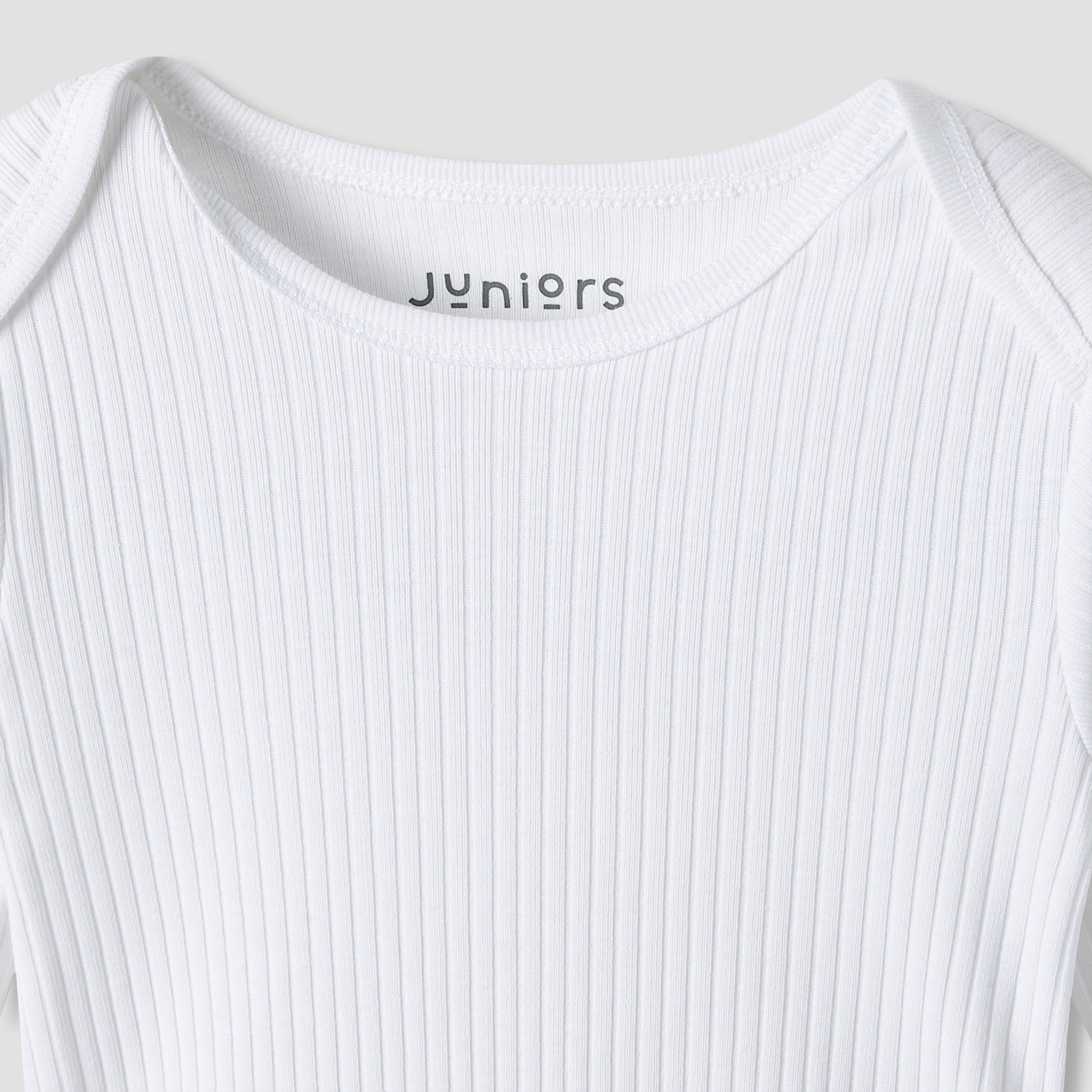 Juniors Round Neck Bodysuit with Snap Button Closure - Cotton - Long Sleeves - Set of 3