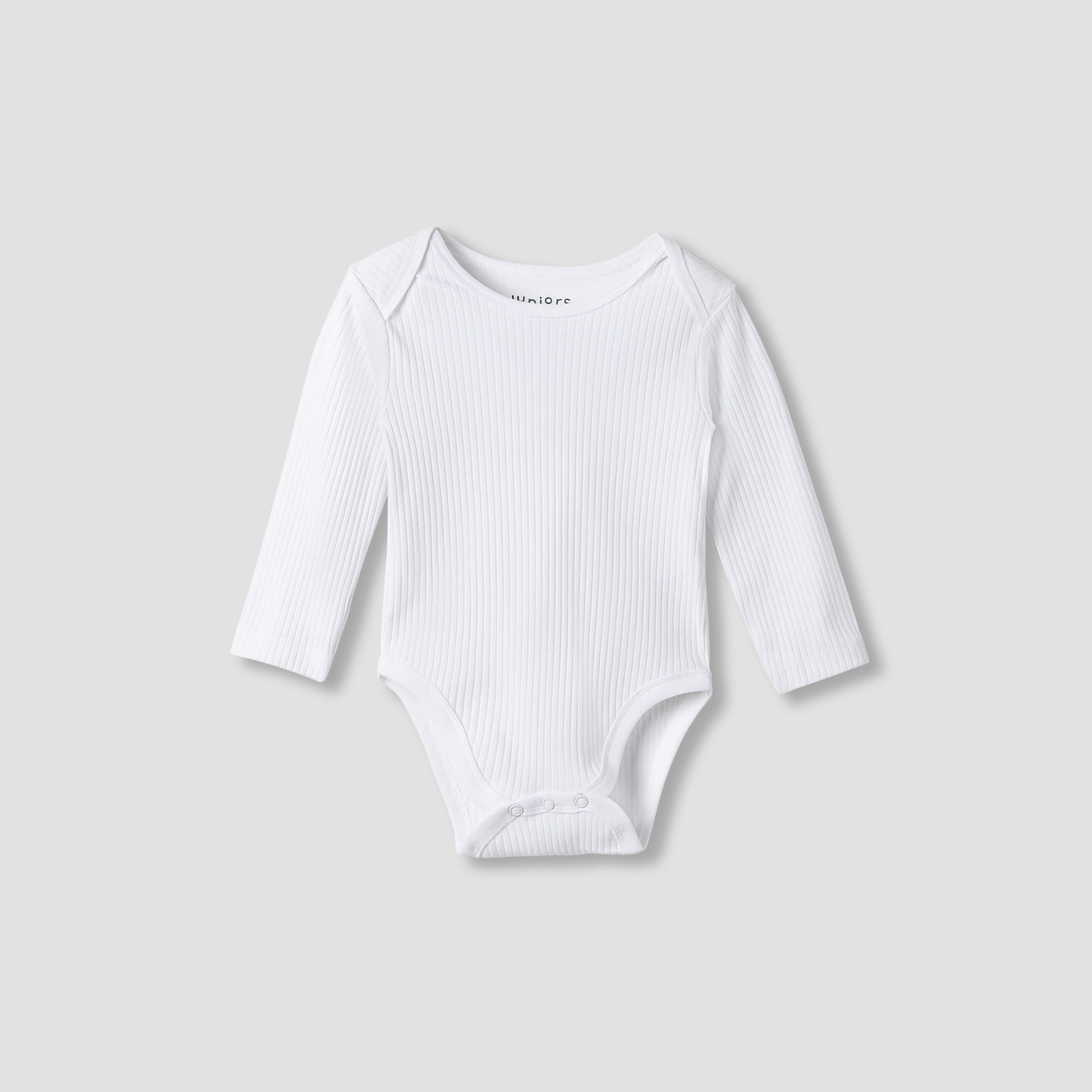 Juniors Round Neck Bodysuit with Snap Button Closure - Cotton - Long Sleeves - Set of 3