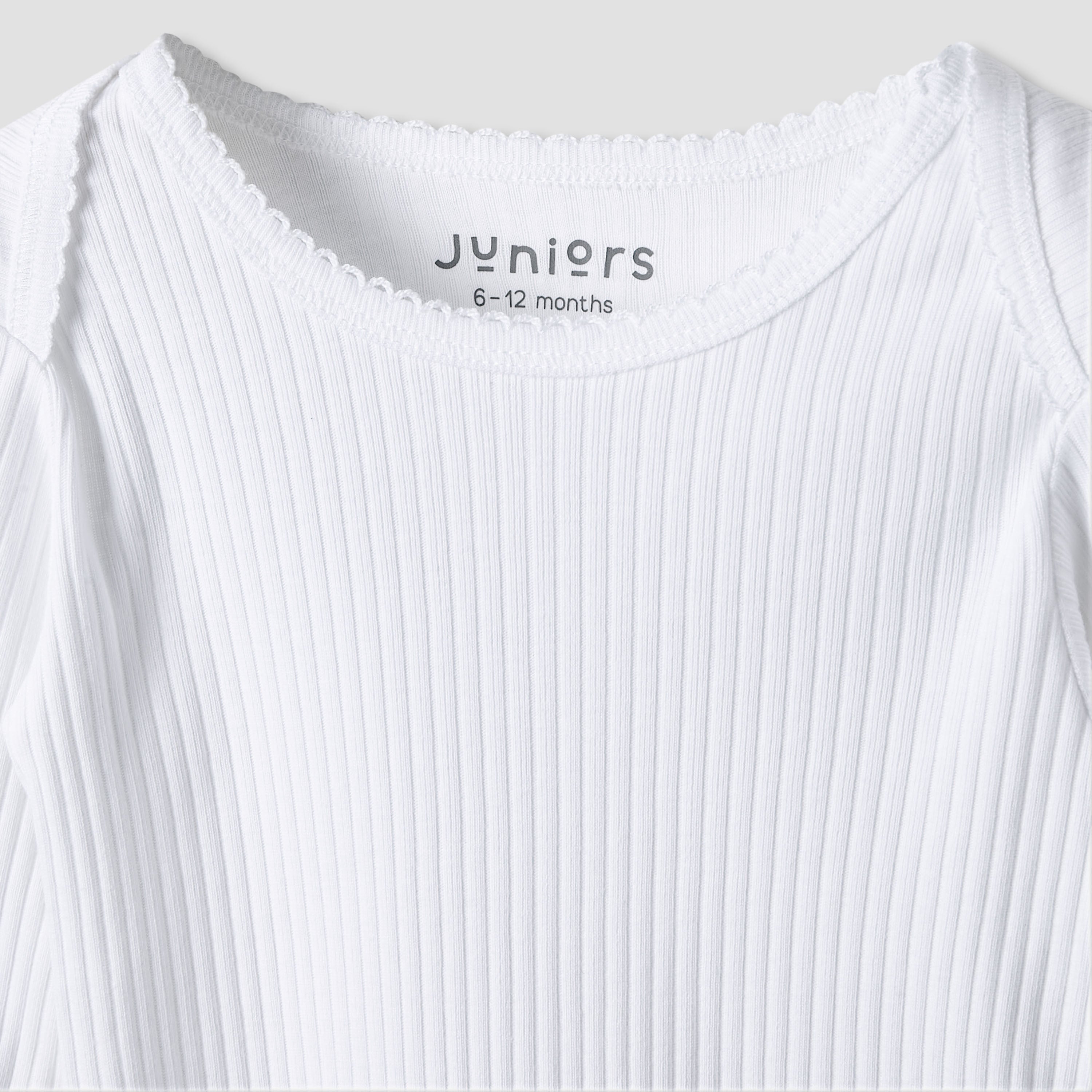 Juniors Round Neck Bodysuit with Snap Button Closure - Cotton - Long Sleeves - Set of 3