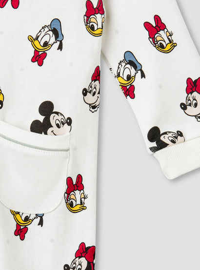 Disney Cotton Round Neck Long Sleeves Sleepsuit with Mickey Mouse and Friends Print-baby-girls-clothing-nightwear-sleepsuits-image-4