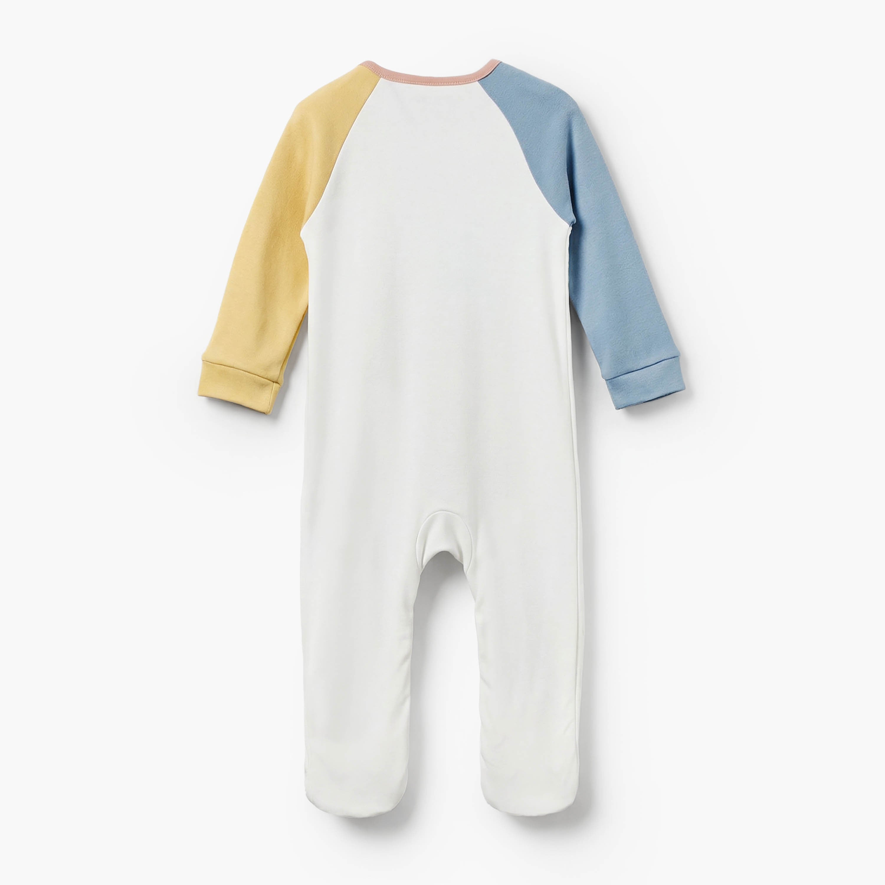 Juniors Cotton Crew Neck Long Sleeves Sleepsuit with Safari Print