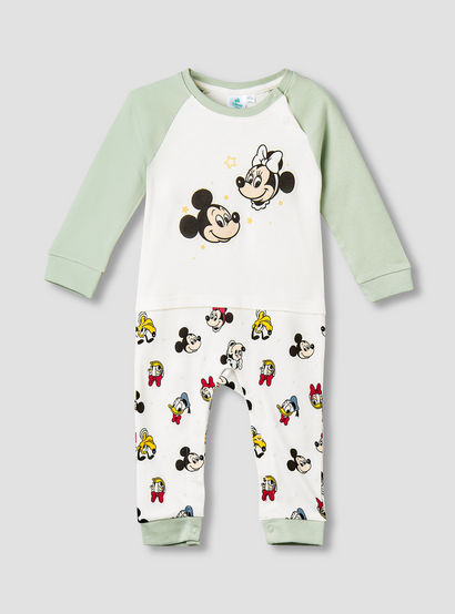 Disney Cotton Crew Neck Long Sleeves Sleepsuit with Mickey and Friends Print-baby-girls-clothing-nightwear-sleepsuits-image-1