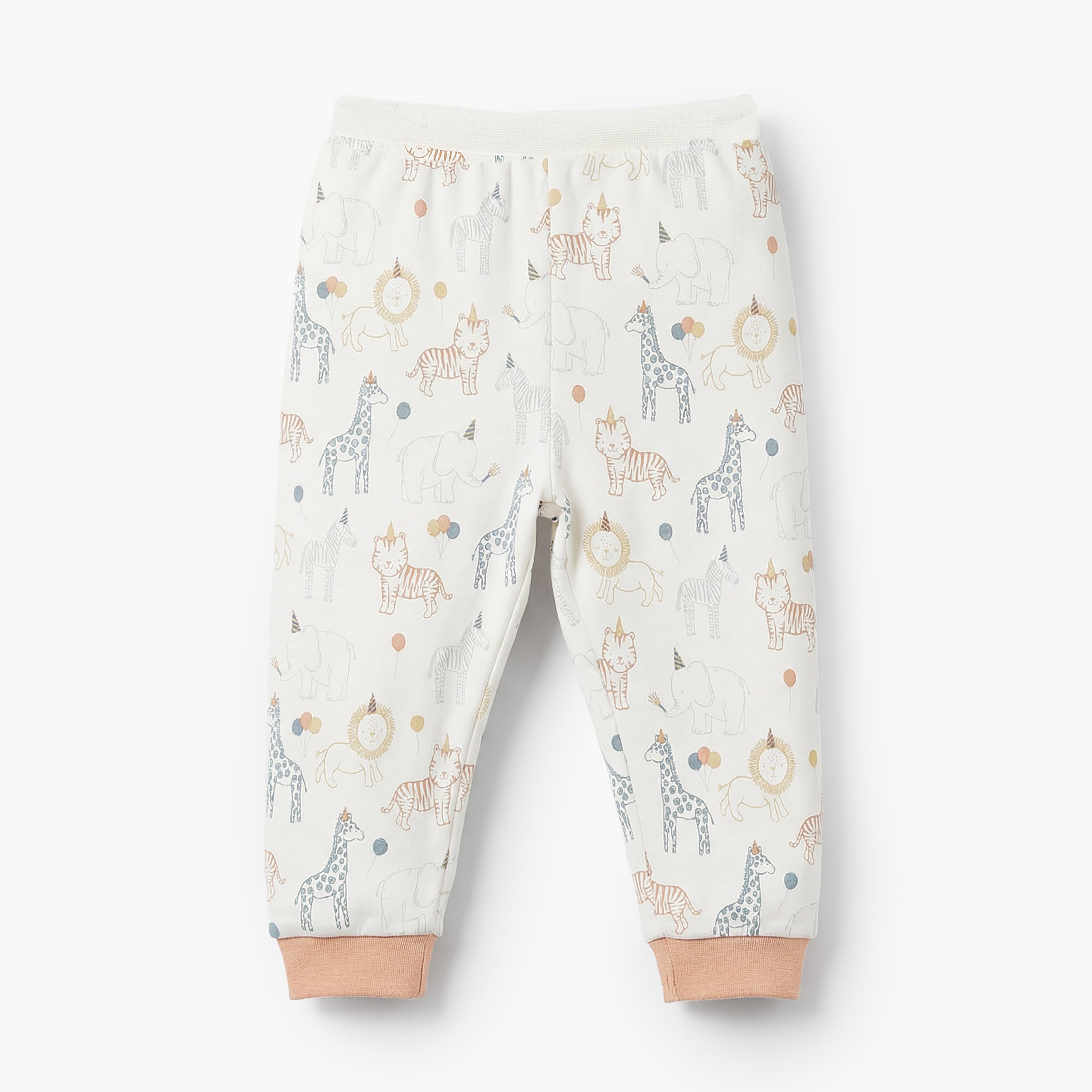 Juniors Cotton Crew Neck Long Sleeves Pyjama Set with Safari Print