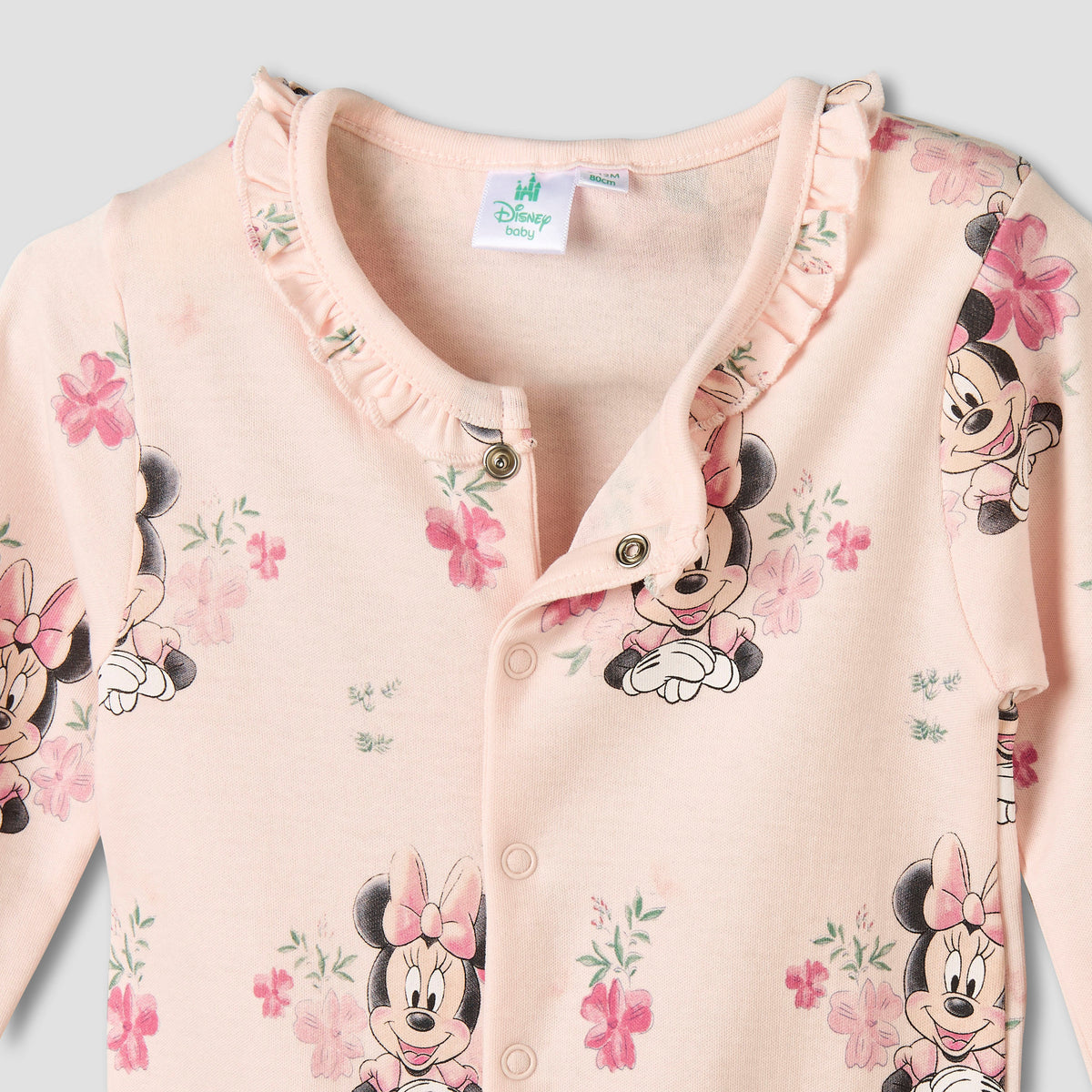 Disney Cotton Long Sleeves Sleepsuit with Minnie Mouse Print