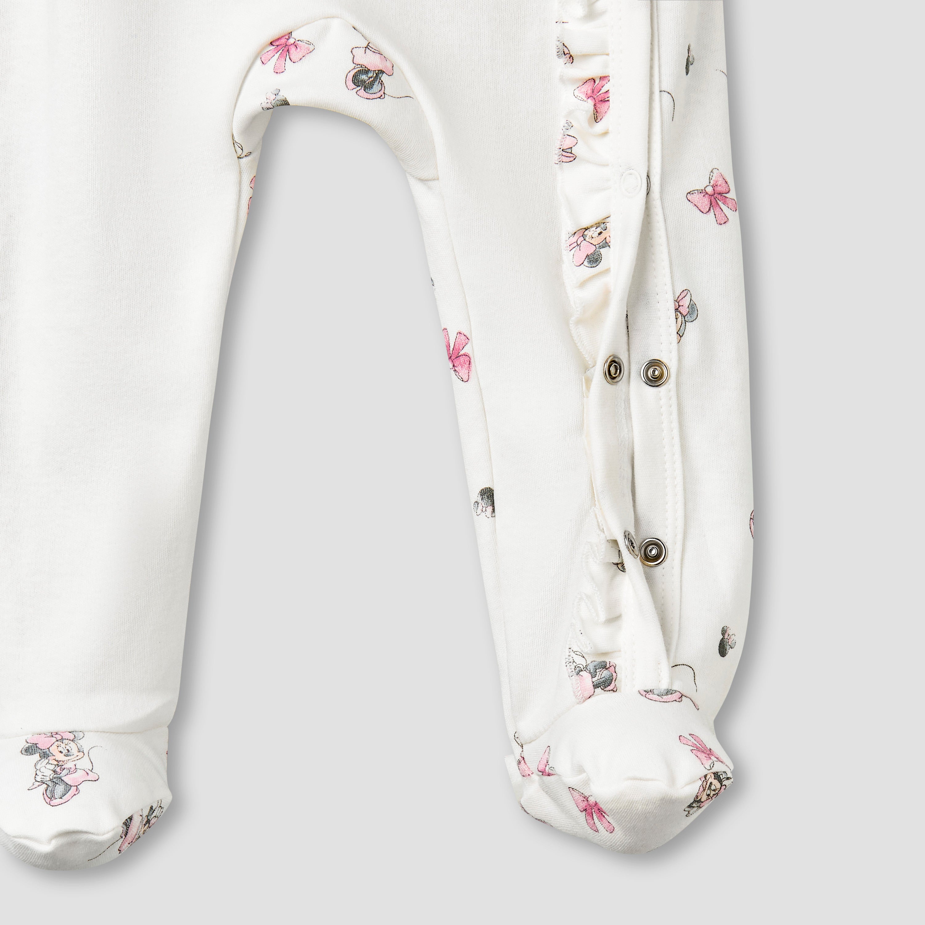 Disney Cotton Round Neck Long Sleeves Sleepsuit with Minnie Mouse Print