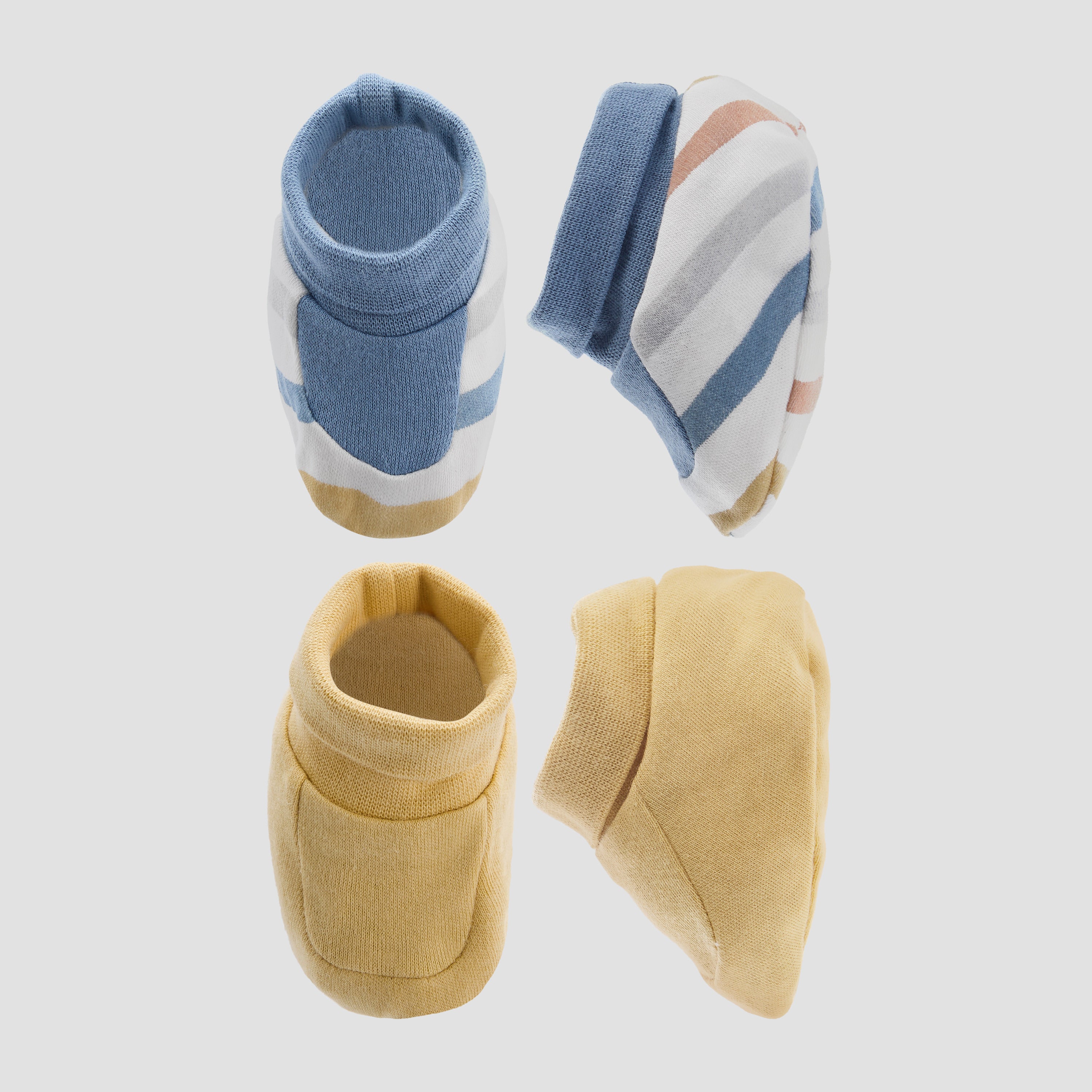 Pack of 2 Juniors Booties with Assorted Design - White / 0-6 mths