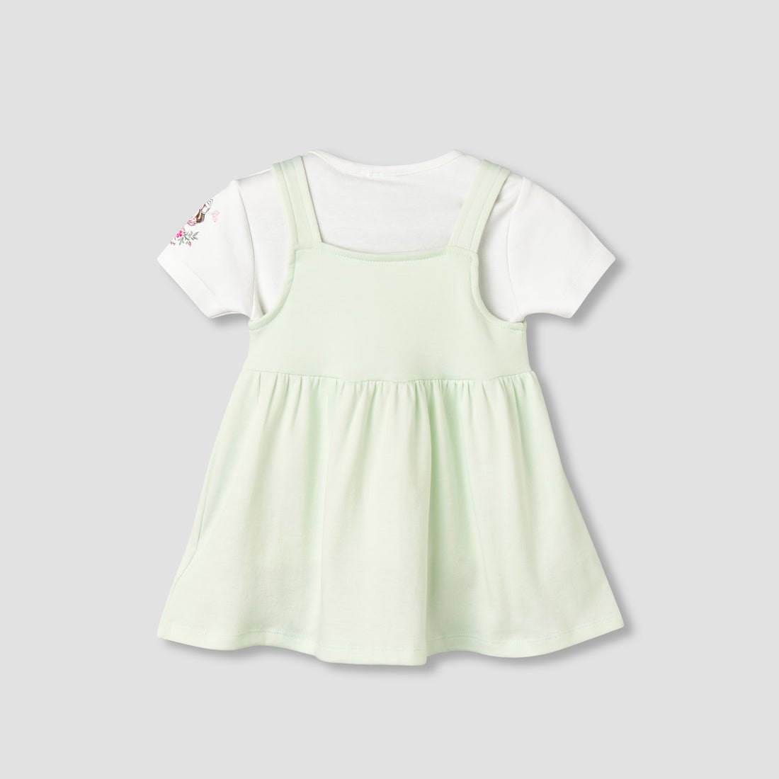 Disney Crew Neck Short Sleeves T-shirt and Dungaree Dress Set with Minnie Mouse Print