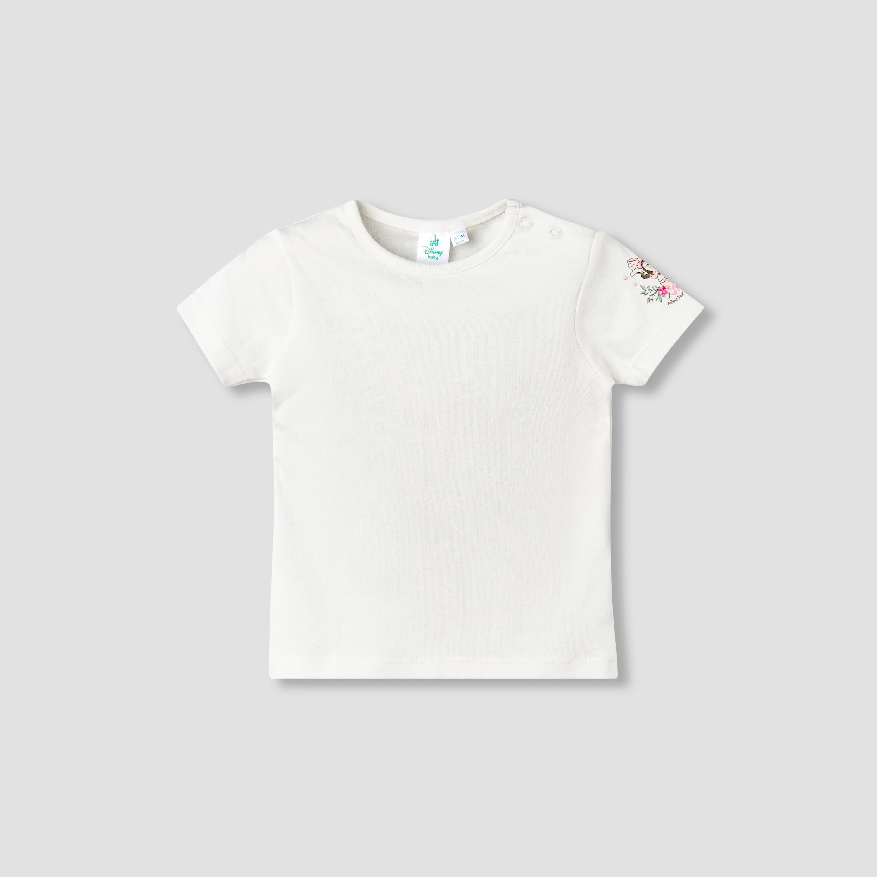 Disney Crew Neck Short Sleeves T-shirt and Dungaree Dress Set with Minnie Mouse Print