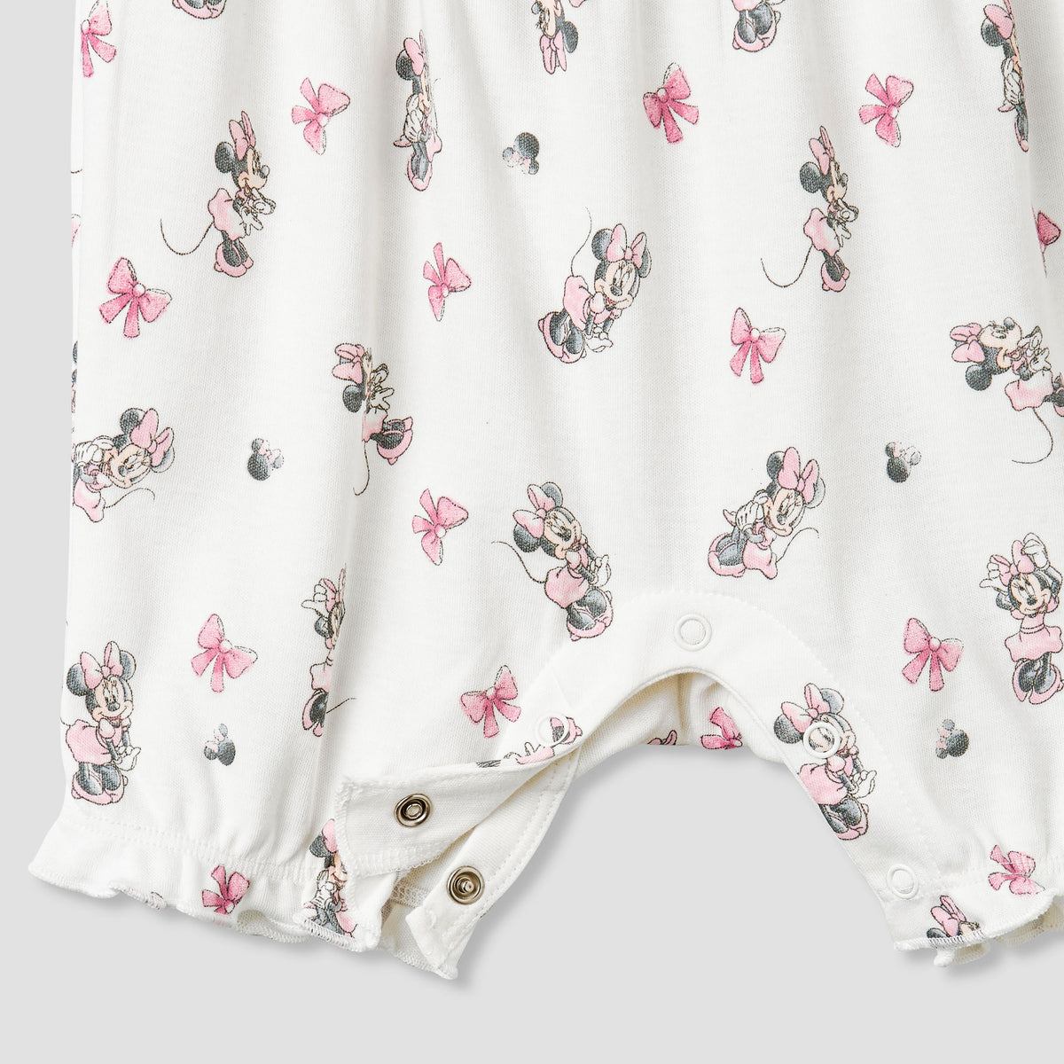 Disney Round Neck Sleeveless Romper with Minnie Mouse Print