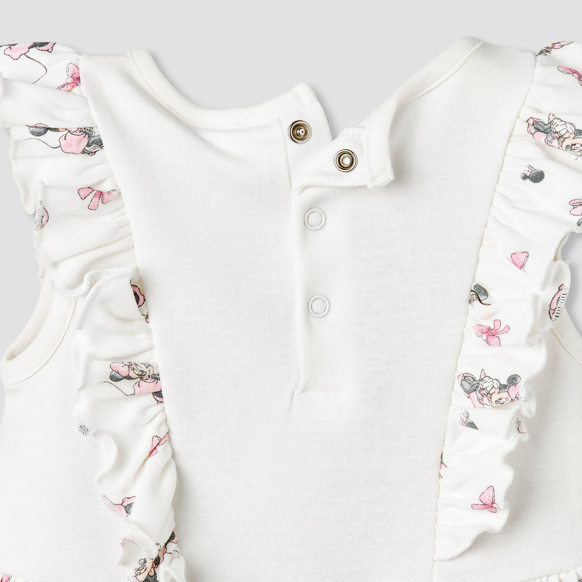 Disney Round Neck Sleeveless Romper with Minnie Mouse Print