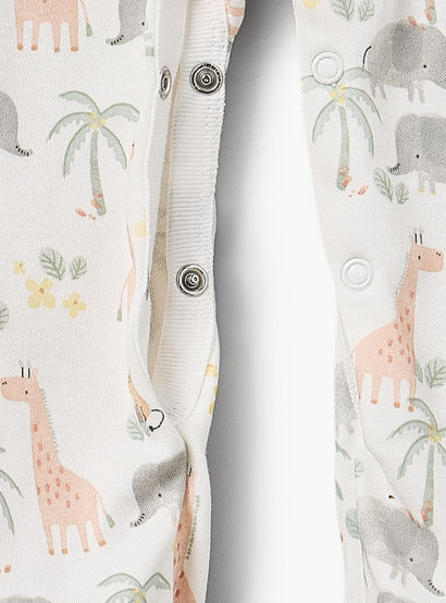 Juniors Cotton Peter Pan Collar Long Sleeves Sleepsuit with Safari Print-baby-girls-clothing-nightwear-sleepsuits-image-4