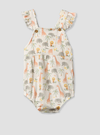 Juniors Round Neck Short Sleeves T-shirt and Dungaree Set with Safari Print-baby-girls-clothing-setsandcoords-image-4