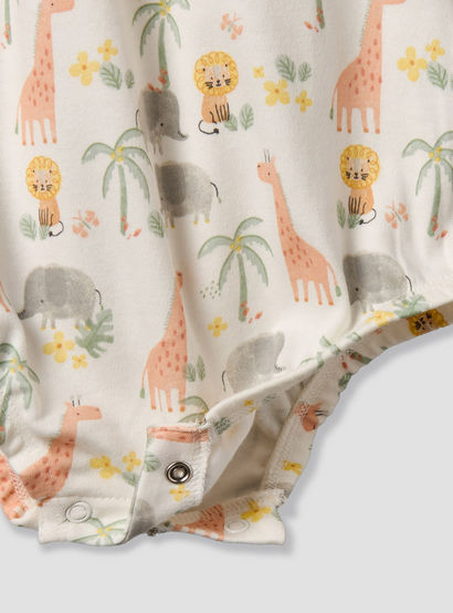 Juniors Round Neck Short Sleeves T-shirt and Dungaree Set with Safari Print-baby-girls-clothing-setsandcoords-image-7
