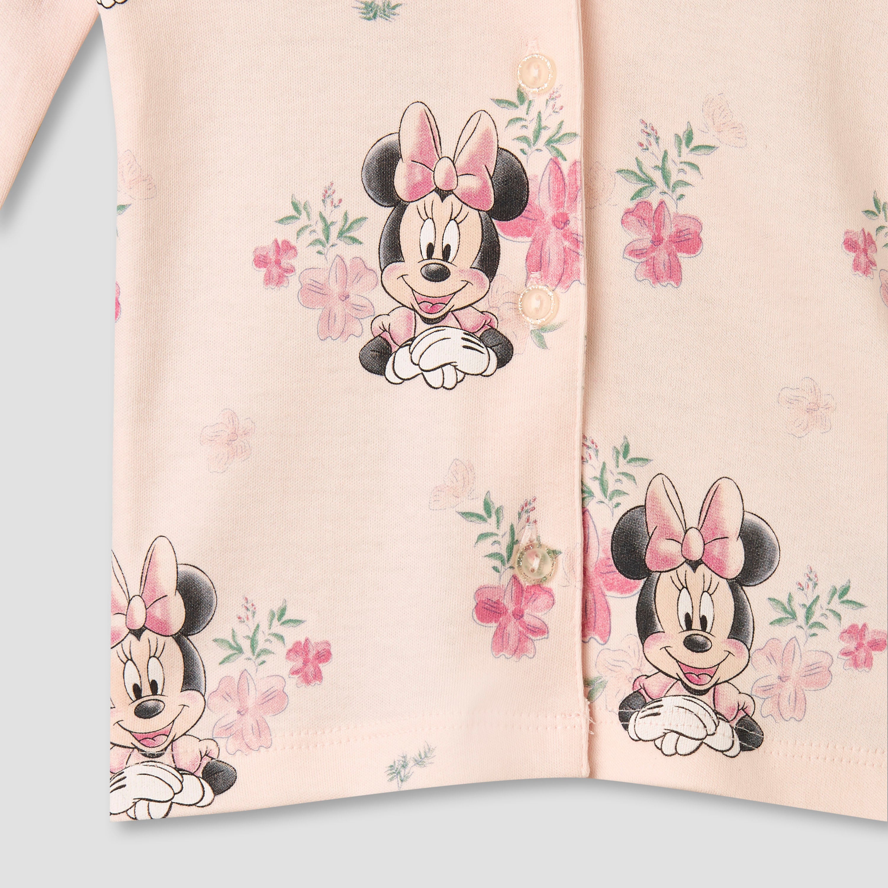 Disney Cotton Collared Long Sleeves Pyjama Set with Minnie Mouse Print