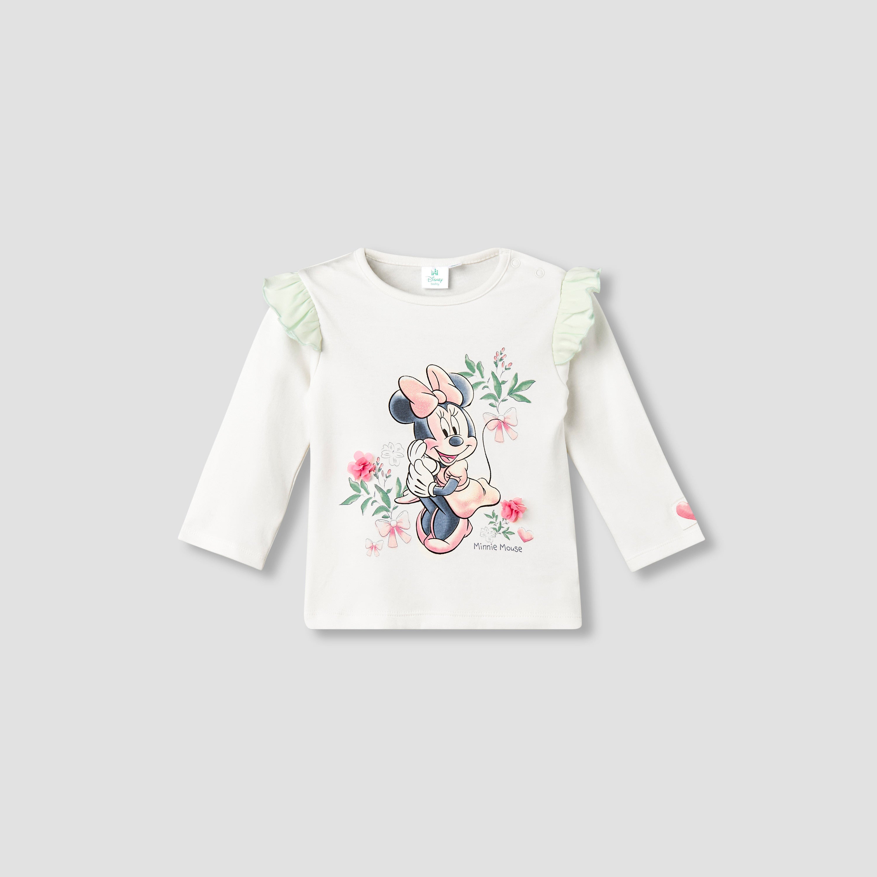 Disney Cotton Round Neck Long Sleeve Pyjama Set with Minnie Mouse Print
