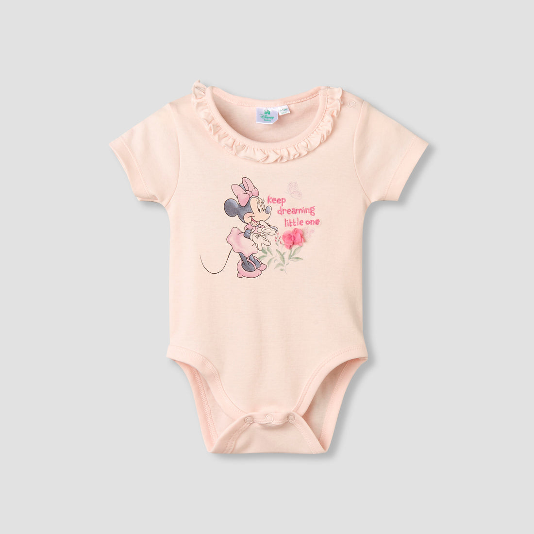 Disney Cotton Round Neck Short Sleeves Bodysuit and Leggings Set with Minnie Mouse Print