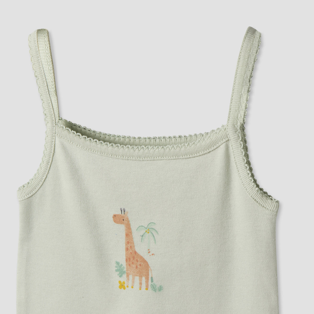 Pack of 2 Juniors Cotton Square Neck Sleeveless Bodysuit with Giraffe Print