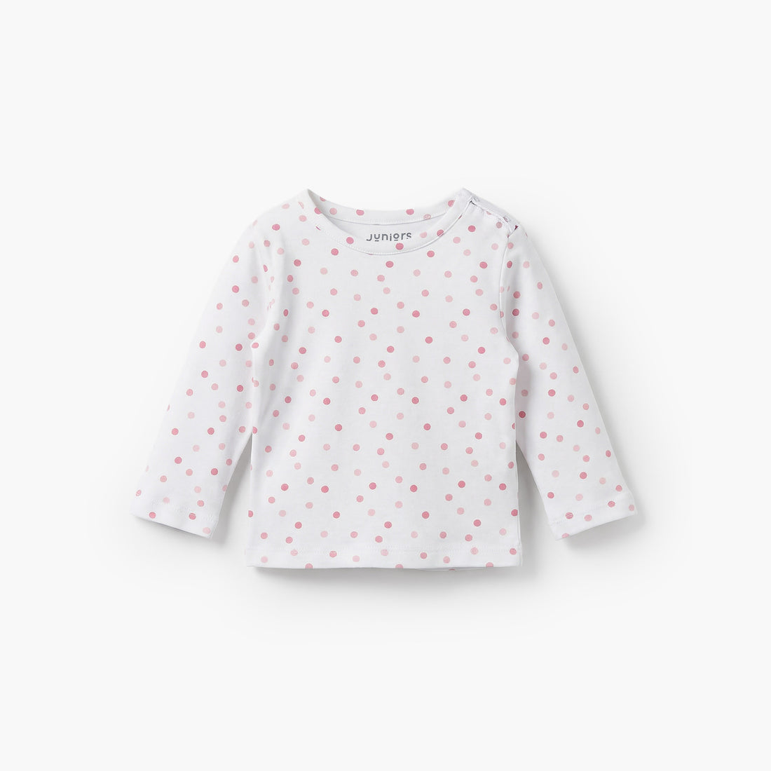 Juniors Cotton Round Neck Long Sleeves Pyjama Set with Polka Dot Print